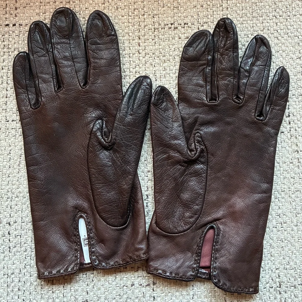 VTG Nordstrom Dark Brown Leather Gloves
